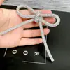 Broche Luxuoso Super Brilhante Laço Completo de Diamantes Fino Laço de Corda Laço Amarrado Acessório Dropshipping