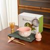 Set de Té Matcha Japonés Rosa Tazón de Matcha Transfronterizo Cerámica de 100 Piezas con Boquilla Herramientas de Bambú Flor de Cerezo Transfronterizo