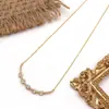 Nuevo Estilo Collar de Sonrisa Tachonado con Diamantes, Lujo Ligero, Sensación de Alta Gama, Cadena para Clavícula, Diseño de Nicho, Collar de Sonrisa Tachonado con Diamantes para Mujer