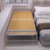Cama de bambu cama dobrável pessoa solteiro pessoa dupla de bambu adulto cochilo cama fresca quarto para alugar placa dura placa de bambu cama de madeira leve portátil