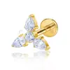 Brincos de Liga de Titânio G23 com Zircônia Triangular Joias para Mulheres Brincos para Lábio e Unha Joias Simples para Piercing Joias para Lábio Venda por Atacado