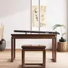 Nueva mesa guqin de madera de olmo estilo chino, mesa guqin resonante con taburete, mesa guzheng de madera maciza, escritorio de caligrafía tradicional china, mesa estilo Zen antiguo