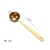 Cuchara medidora de acero inoxidable 304 herramienta para hornear cuchara medidora de granos de café leche en polvo dorado plateado mango largo cuchara de cocina para el hogar