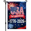 2026 Novo Modelo Bandeira de Jardim de Linho Falso para o Dia da Independência Americana Bandeira Comemorativa do 250º Aniversário Decoração de Jardim Bandeira para Pendurar