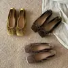 Zapatos de noche retro de tacón grueso estilo francés con punta cuadrada, diseño suave, sin cordones, bailarinas bajas para mujer con suelas suaves.