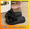 2025 Nuevas Zapatillas de Estilo Hada con Lazo Versátiles de Suela Gruesa para Exterior Plataforma Antideslizantes Sandalias de Playa para Mujer