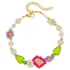 Pulsera de Amistad Fresca Pequeña Transfronteriza Pulsera de Flores Tejida a Mano con Cuentas de Mijo de Colores Pulsera de Perlas de Margarita Pequeña para Mujeres
