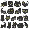 Parche de Tela Bordado de Gato Negro Sencillo y Genial Ojos Amarillos Gatito Etiqueta de Tela Decoración para Reparar Agujeros en Chaqueta de Mezclilla Termoadhesivo