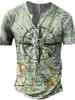 Camiseta con estampado digital para hombre, estilo europeo y americano, con estampado náutico, cuello redondo y 7 hebillas, informal, de manga corta.