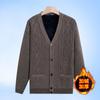 Outono e inverno forrado de lã engrossado meia-idade e idosos homens malha cardigan suéter jaqueta com decote em V solto masculino malha suéter para pai