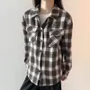 Jaqueta Xadrez de Lã Retrô Masculina Outono e Inverno Jaqueta Grossa com Gola Reversível Camisa Xadrez Cleanfit Top