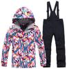 Novo conjunto de esqui infantil grosso e quente de duas peças para meninos e meninas