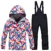 Novo conjunto de esqui infantil grosso e quente de duas peças para meninos e meninas