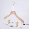 Cabide de Roupas Renyi para Mulheres e Crianças Loja de Roupas Cabide de Madeira Maciça com Presilha para Calças Suporte de Roupas de Madeira Calça Antiderrapante Terno de Calças Cabide de Calças Um para Um Dois em Um