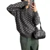 Suéter tejido de punto con cuello polo de lunares, estilo casual transfronterizo para mujer, nuevo diseño de otoño e invierno, suéter de nicho, holgado y adelgazante