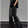 Pantalones de Chándal Pesados de Moda para Hombre Otoño Cordón Caída Rectos Sueltos Pierna Ancha Longitud al Suelo Estilo Japonés Perezoso