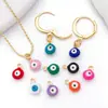 Aretes Collar Colgante Pequeño Ojo Turco Redondo Dorado de Acero Inoxidable Accesorios para Joyería DIY