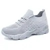 Zapatos Casuales para Mujer Modelo Primavera 2026 Zapatos con Suela Gruesa que Aumentan la Altura Malla Transpirable para Mujer Boca Baja Tejido Fly-Knit con Cordones Zapatos para Exteriores