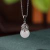 Yilu Silver S925 Sterling Silver Banhado a Ouro Hotan White Jade Moeda Vintage Chinesa Hollow Gourd Pingente Pequeno Pingente de Bulbo