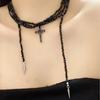 Collar con colgante de cruz de cristal apilado multicapa Diablo para mujer, dulce, moderno, estilo europeo y americano, moda, cadena para clavícula que combina con todo
