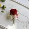 Estilo Mori rosa simulada corsage de muñeca para novia dama de honor boda boutonnière de boda flor de solapa para conferencia negocio