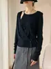 2025 Outono Irregular Nicho Top de Tricô Estrutura Design Manga Longa Cardigan Solto Feminino Versátil