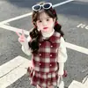 Vestido Espeso para Niñas Otoño Invierno 2026 Nuevo Vestido de Princesa Infantil Conjunto de Vestido Chaleco de Lana para Bebé Elegante