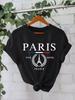 Camiseta feminina de temperamento independente transfronteiriça europeia e americana em estoque com estampa PARIS de algodão verão nova de manga curta atacado em estoque