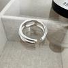 Anillo hueco de doble capa de plata esterlina s925 para niñas, diseño simple, anillo abierto irregular, estilo Dongdaemun de Corea del Sur.