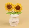 Plantas de Tulipán Hechas a Mano con Ganchillo Transfronterizas en Maceta, Adornos de Rosa, Jarrones de Flores Tejidos con Hilo, Flores Artificiales, Plantas en Maceta para Escritorio