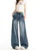 Jeans Americanos Retro de Pierna Ancha de Tiro Alto con Remaches Transfronterizos para Mujer, Nuevo Estilo Primavera y Otoño, Diseño de Nicho, Pantalones Rectos Sueltos