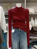 Suéter de Punto Grueso Versátil de Color Puro Nuevo Otoño e Invierno 2025 Dongdaemun Corea del Sur Camisa Base de Cuello Alto Top para Mujer