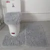 Set de Baño de Tres Piezas de Lana de Seda Felpudo Antideslizante para Baño Alfombra Aislante de Pelo Largo Combinación de Felpudos Transfronterizo