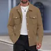 Chaqueta casual cruzada de otoño e invierno para hombre, estilo europeo y americano, con solapa, de un solo botón, color liso, doble bolsillo, ajustada