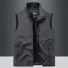 Chaleco Fino de Primavera y Otoño para Hombre, Ropa Exterior Holgada, Chaleco Deportivo, Ropa de Trabajo de Talla Grande para Exteriores, Chaqueta Chaleco Casual con Cuello Alto