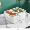 Caja de Almacenamiento para Refrigerador, Contenedor Sellado de Grado Alimenticio con Tapa, Portahuevos, Almacenamiento de Frutas, Caja Transparente con Drenaje y Conservación