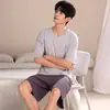 2026 Nuevo Pijama de Verano para Hombre de Manga Corta con Shorts de Modal Color Sólido Talla Grande Holgado Conjunto para Estar en Casa