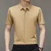 Camisa de Manga Corta de Seda de Hielo para Hombre de TikTok Sin Marcas Verano 2023 Color Sólido Casual de Negocios Camisa Delgada Ropa para Hombre