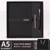 Conjunto de cadernos transfronteiriços com logotipo personalizado, bloco de notas de escritório com fivela Lincoln, caixa de presente com copo térmico, 2 lembranças personalizadas