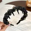 Diadema de Malla Onda de Gama Alta para Mujer, Chapada en Oro con Dientes, Diseño de Corona Alta, Adorno para el Cabello para Usar por Fuera, Diadema de Malla de Seda, Nuevo Pasador