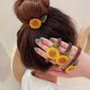 Corea del Sur Dongdaemun Nuevo Anillo de Pelo de Girasol Elegante Cuerda para el Cabello para Niñas Cuerda para el Cabello con Cabeza de Bola Elástica Alta con Flor