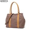 Bolsa feminina casual bolsa de lona impermeável bolsa crossbody com primeira camada de couro genuíno bolsa de ombro de cor sólida transbordando