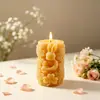 Chunqi DIY transfronterizo columna de yeso aromaterapia relieve trébol de cuatro hojas madre e hijo conejo adorno vela molde de silicona