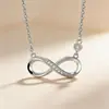 Collar Cruzado Europeo y Americano de Plata de Ley S925 Cinta de Möbius Infinito para Mujer, Cadena para Clavícula Versátil de Gama Alta de Nicho para Verano