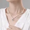 Collar de Plata de Ley S925 con Cuentas de Concha de Estrella y Luna para Mujer Estilo Coreano Moda Lujo Accesible Nicho Cadena de Clavícula de Gama Alta Regalo de Cumpleaños