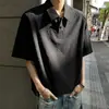 Polo Masculino Americano de Seersucker Respirável de Secagem Rápida Camiseta de Verão para Casal Marca Moderna Solta Meia-Manga Pesada