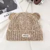 Gorro grueso con forro polar y orejas de gato a prueba de frío para mujer, gorro de punto a prueba de viento para otoño e invierno, protección cálida para las orejas, gorro de punto que estiliza el rostro