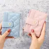 Celebridad de Internet Cartera Corta para Mujer Moda Europea y Americana Bordada Rombo Pequeña Cartera Hebilla de Cremallera Compartimento para Múltiples Tarjetas Billetera para Monedas Tendencia