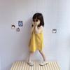 Vestido de verão para meninas, bebê, estiloso, infantil, personalizado, moderno, coreano, cor sólida, praia, férias, princesa, saia deslizante