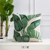 Funda de almohada de hoja verde tropical pintada a mano lino decoración del hogar nórdico funda de cojín para sofá funda de almohada al por mayor transfronterizo